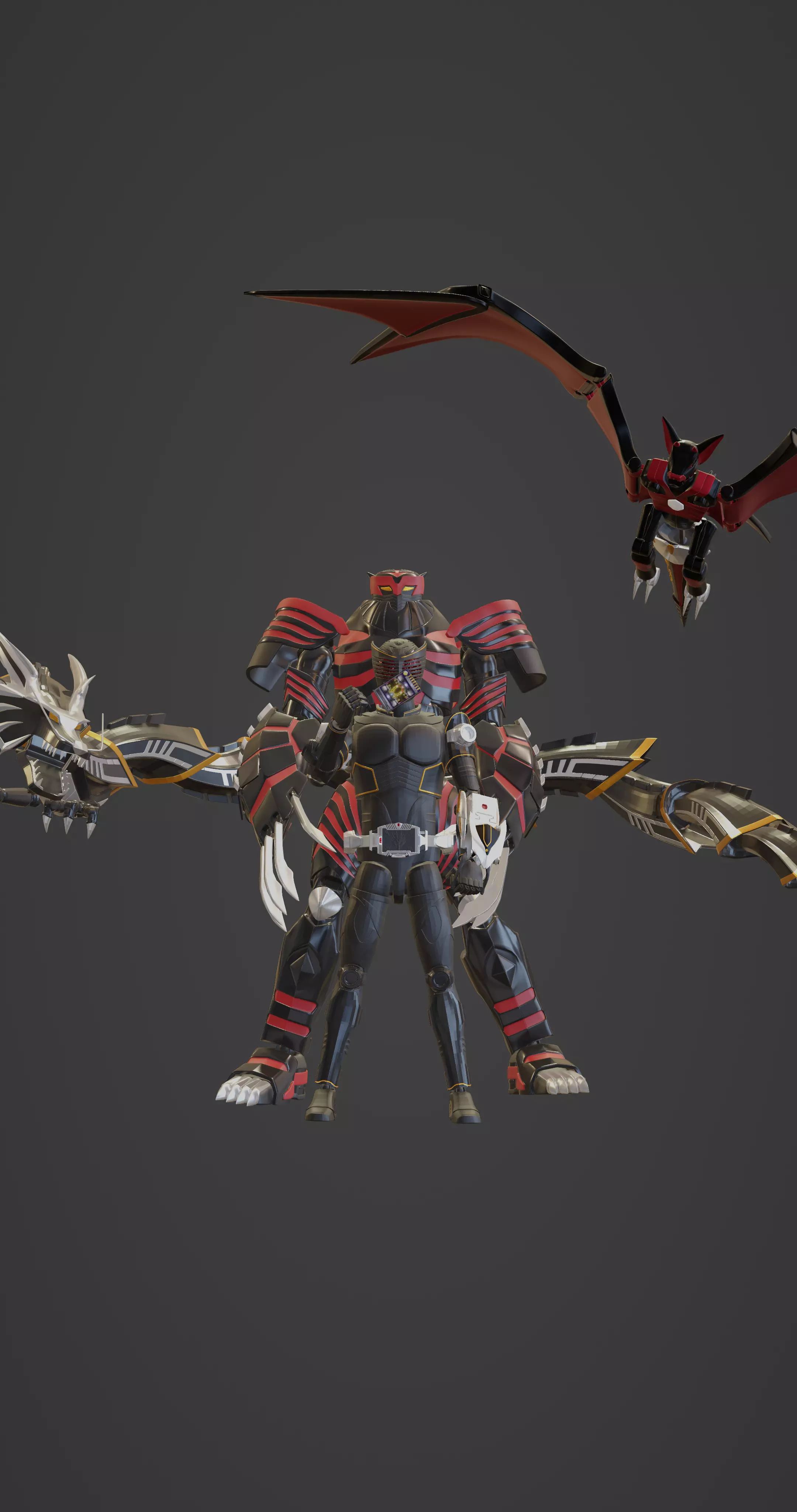 Acticulated Figure Kamen Rider Ryuga and Dragmadness 3D print model_0