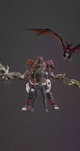 Acticulated Figure Kamen Rider Ryuga and Dragmadness 3D print model