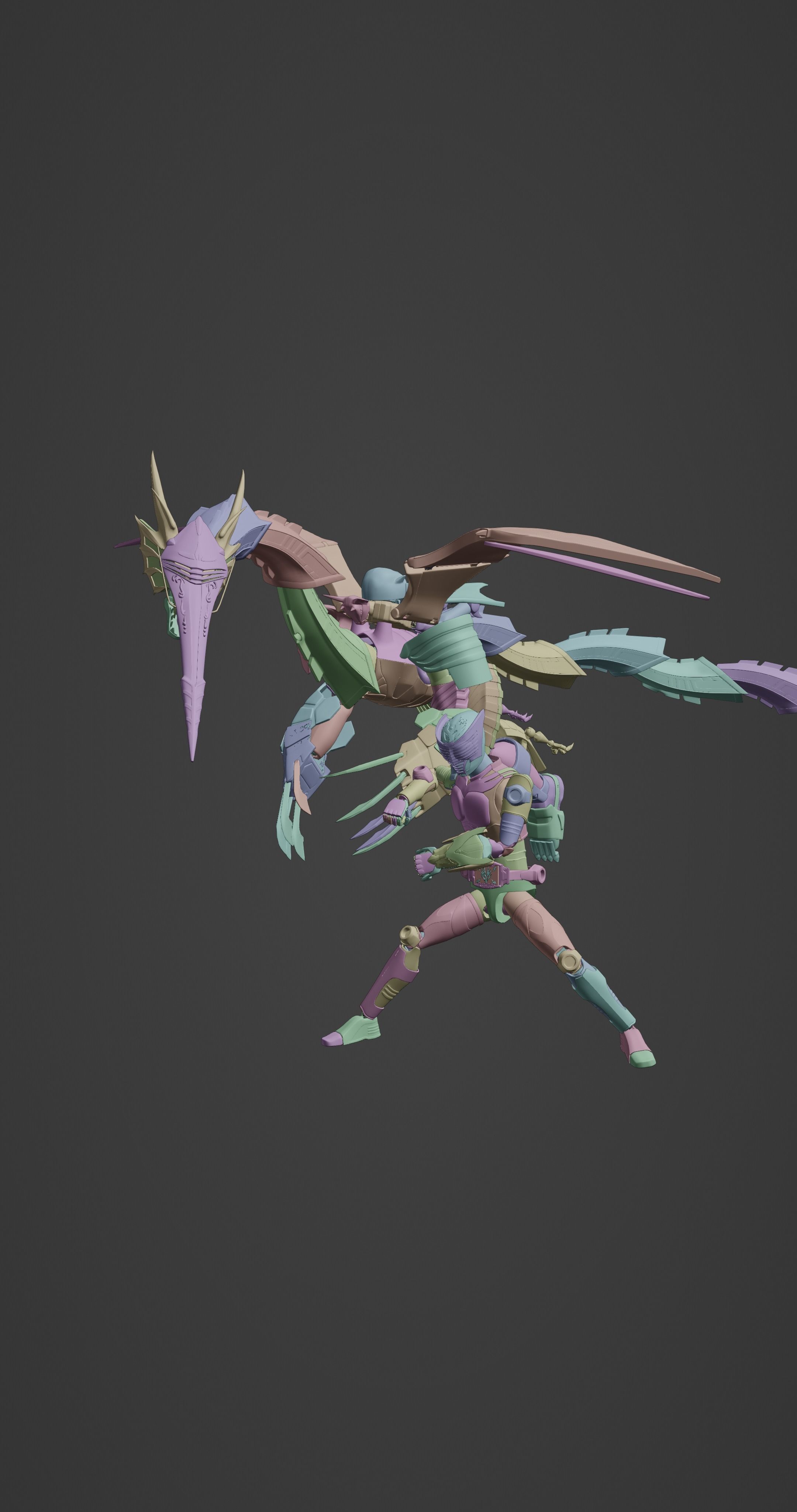 Acticulated Figure Kamen Rider Ryuga and Dragmadness 3D print model_3