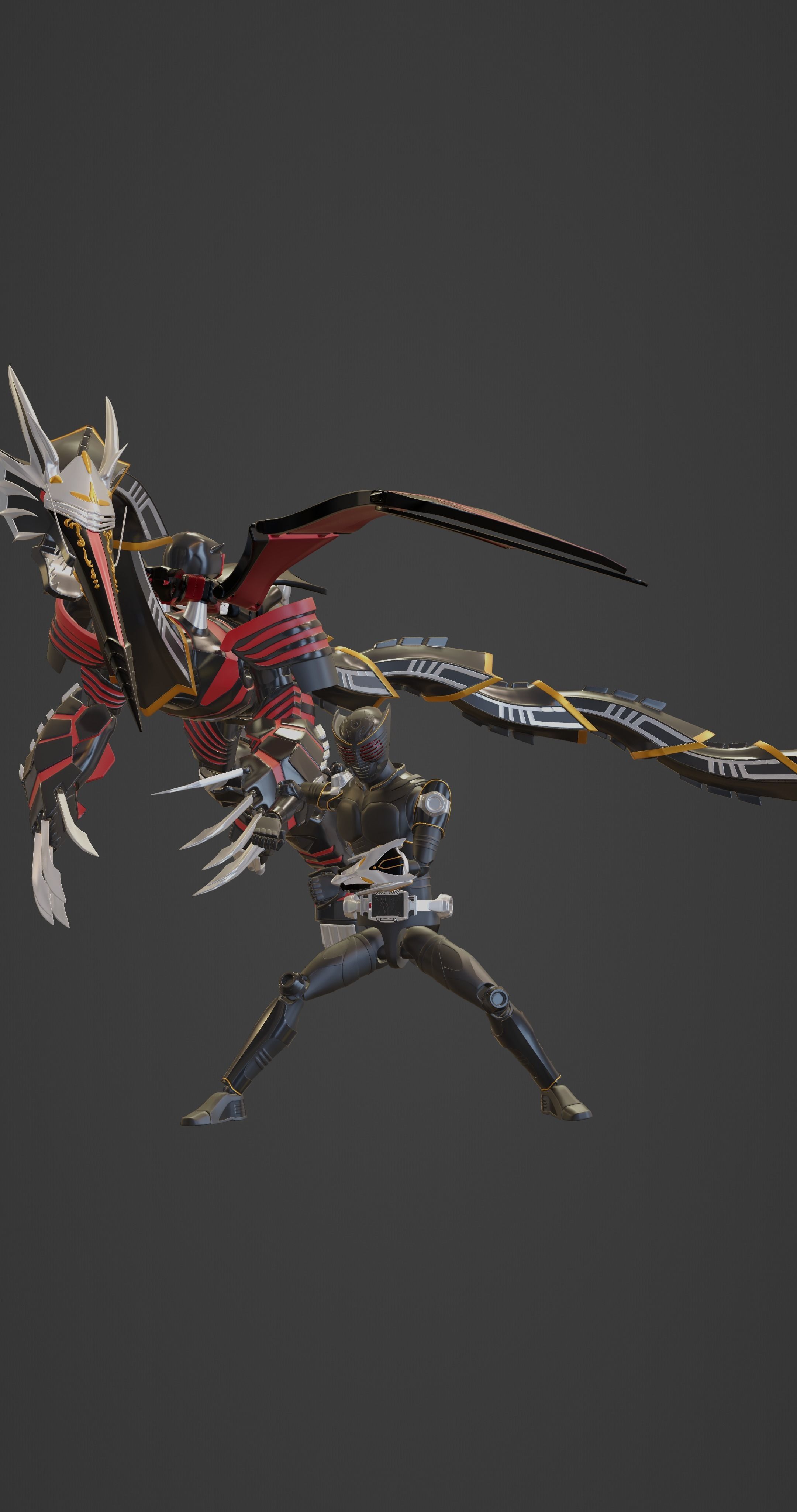 Acticulated Figure Kamen Rider Ryuga and Dragmadness 3D print model_1