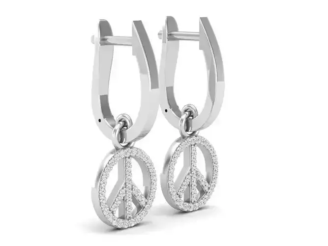 AV 479 Peace Sign Symbol Charm Dangling Drop Earrings 3D print model