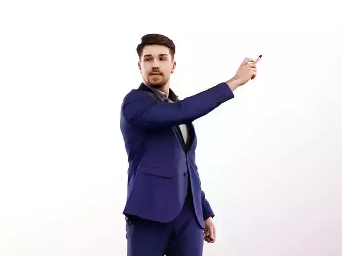 Kilian 11585 - Business Man Presentating Low-poly 3D model
