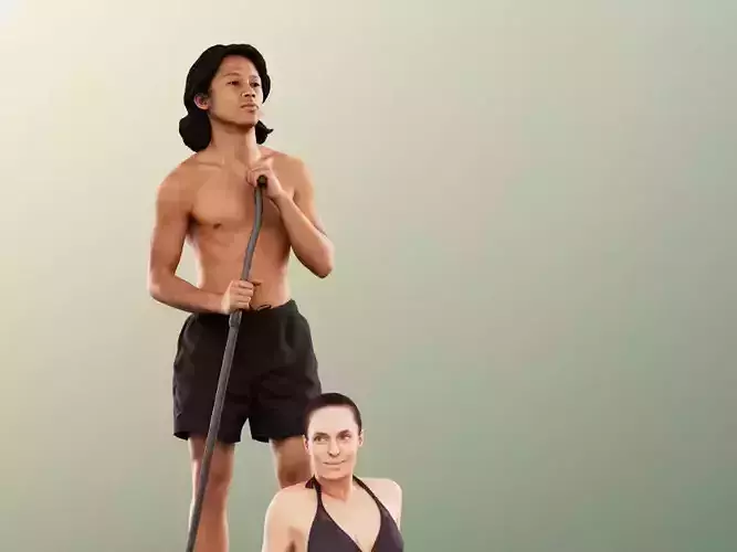 Ajay Juliette 11567 - Couple Standup Paddling Low-poly 3D model