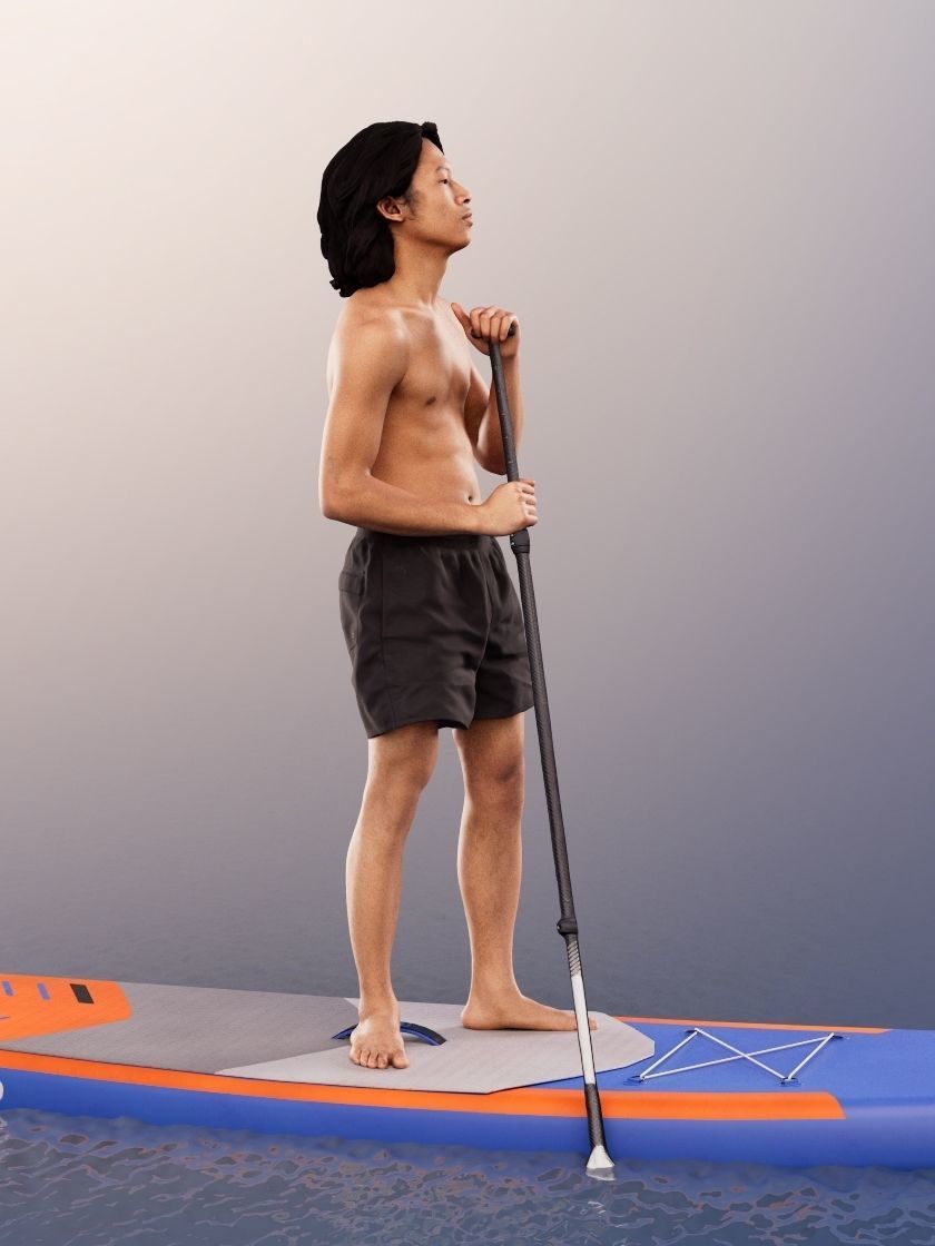 Ajay 11566 - Man Standup Paddling Low-poly 3D model_2