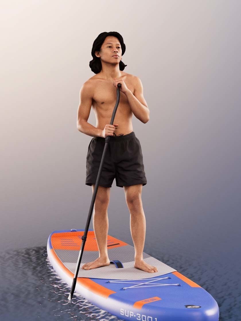 Ajay 11566 - Man Standup Paddling Low-poly 3D model_1