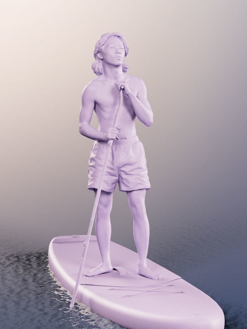 Ajay 11566 - Man Standup Paddling Low-poly 3D model_3
