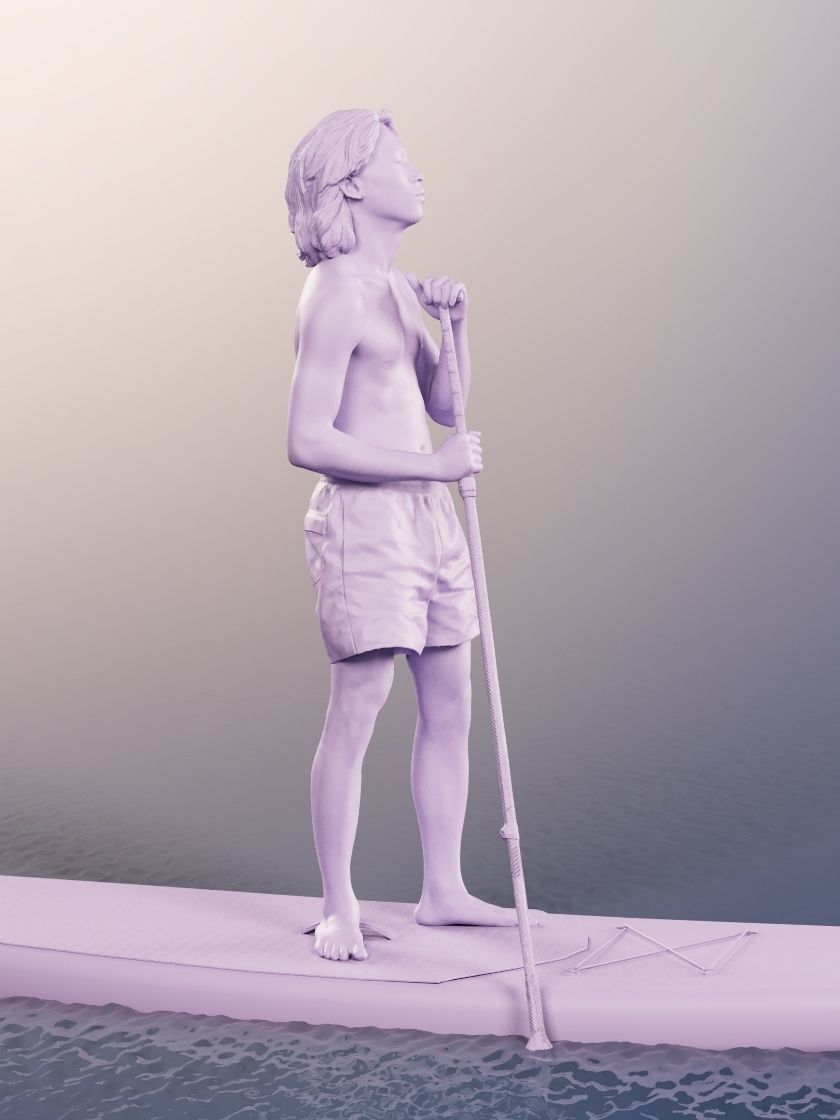 Ajay 11566 - Man Standup Paddling Low-poly 3D model_4