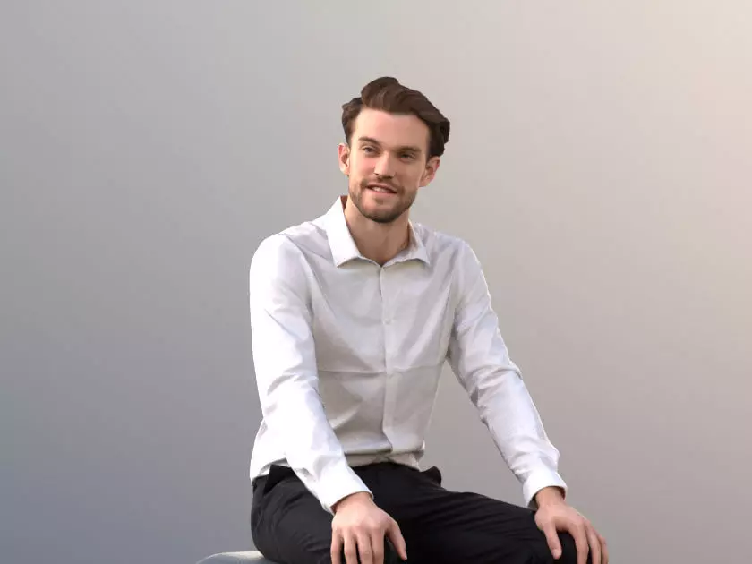 Kenneth 10008 - Sitting Elegant Man Low-poly 3D model_0