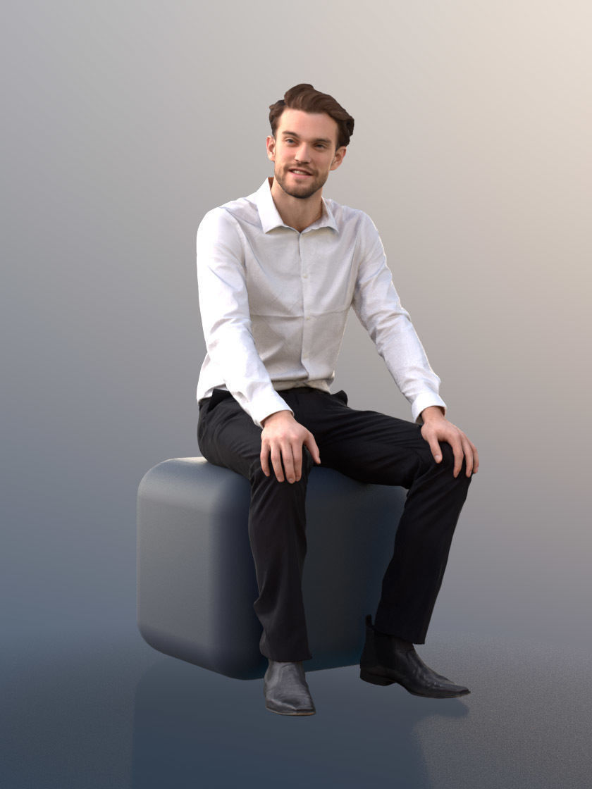 Kenneth 10008 - Sitting Elegant Man Low-poly 3D model_1