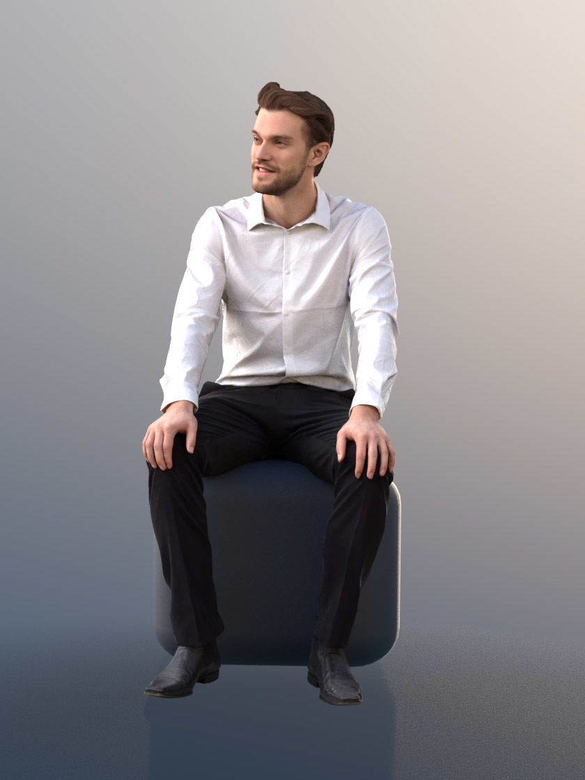 Kenneth 10008 - Sitting Elegant Man Low-poly 3D model_3