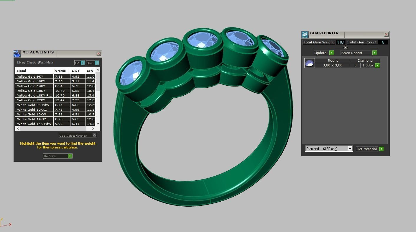Diamond ring 0535 3D printable model 3D print model_14