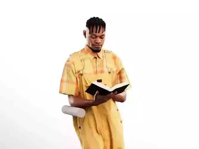 Blake 12251 - Standing Black Man Reading