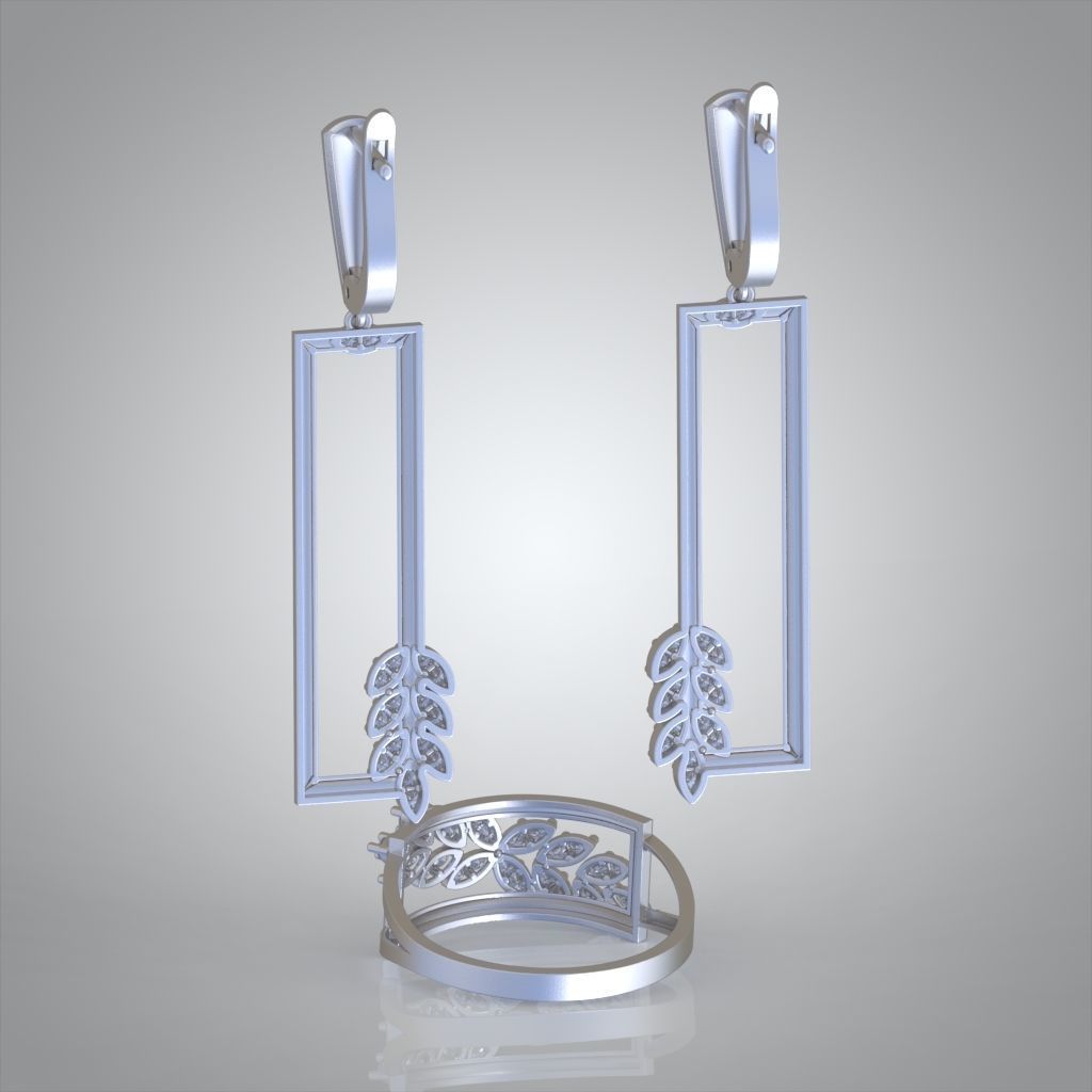 Ring and Earring Set 3D printable model 0121 3D Model Collection_12