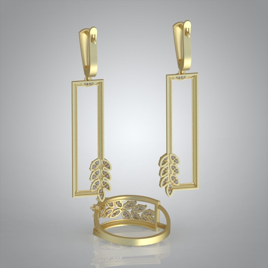 Ring and Earring Set 3D printable model 0121 3D Model Collection_10