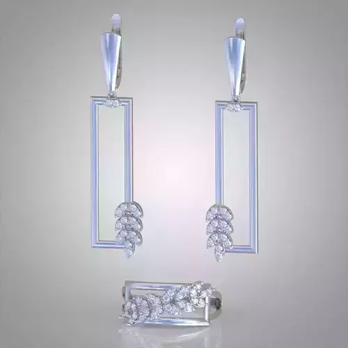 Ring and Earring Set 3D printable model 0121 3D Model Collection Ring and Earring Set 3D printable model 0121 3D Model Collection