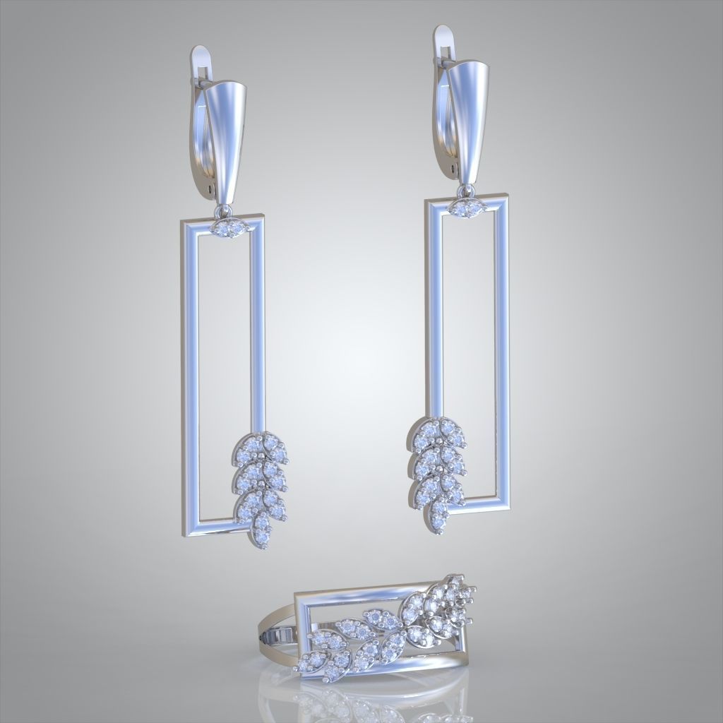 Ring and Earring Set 3D printable model 0121 3D Model Collection_7