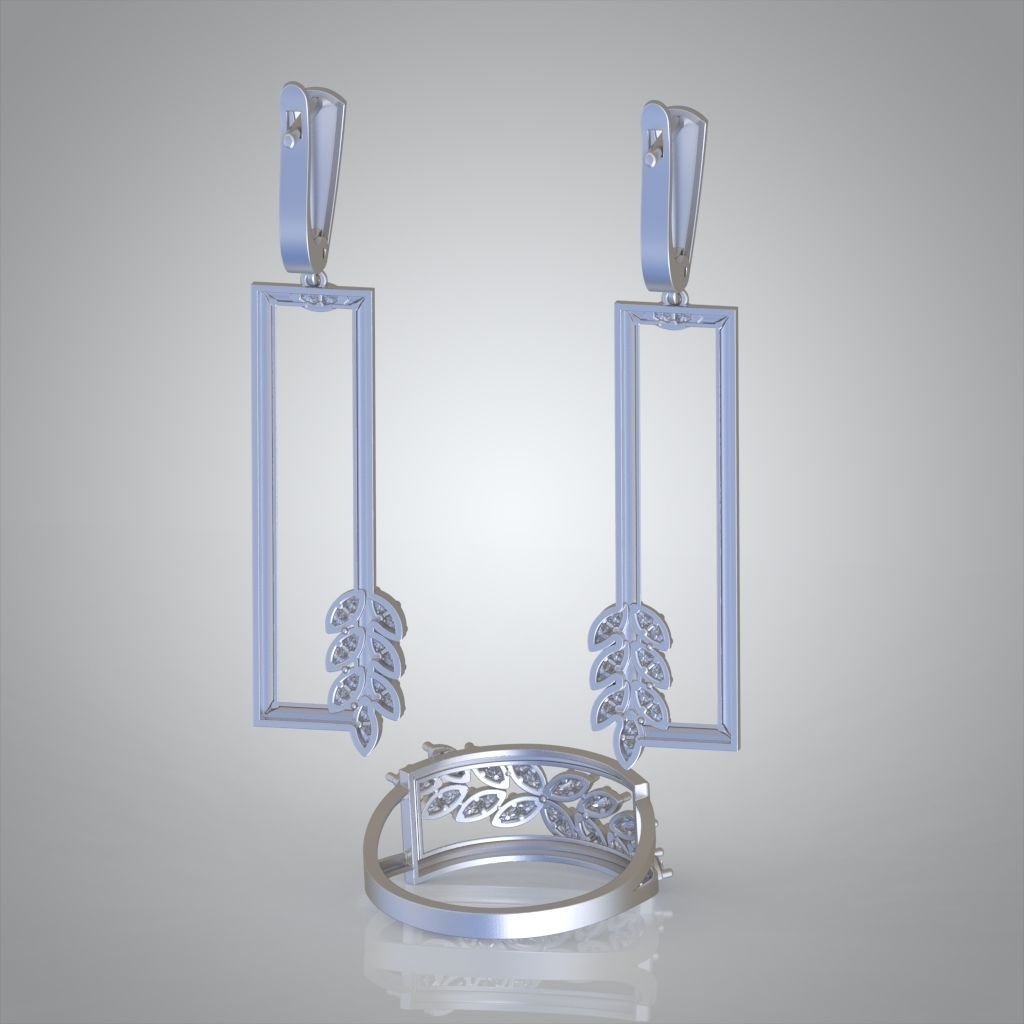 Ring and Earring Set 3D printable model 0121 3D Model Collection_9