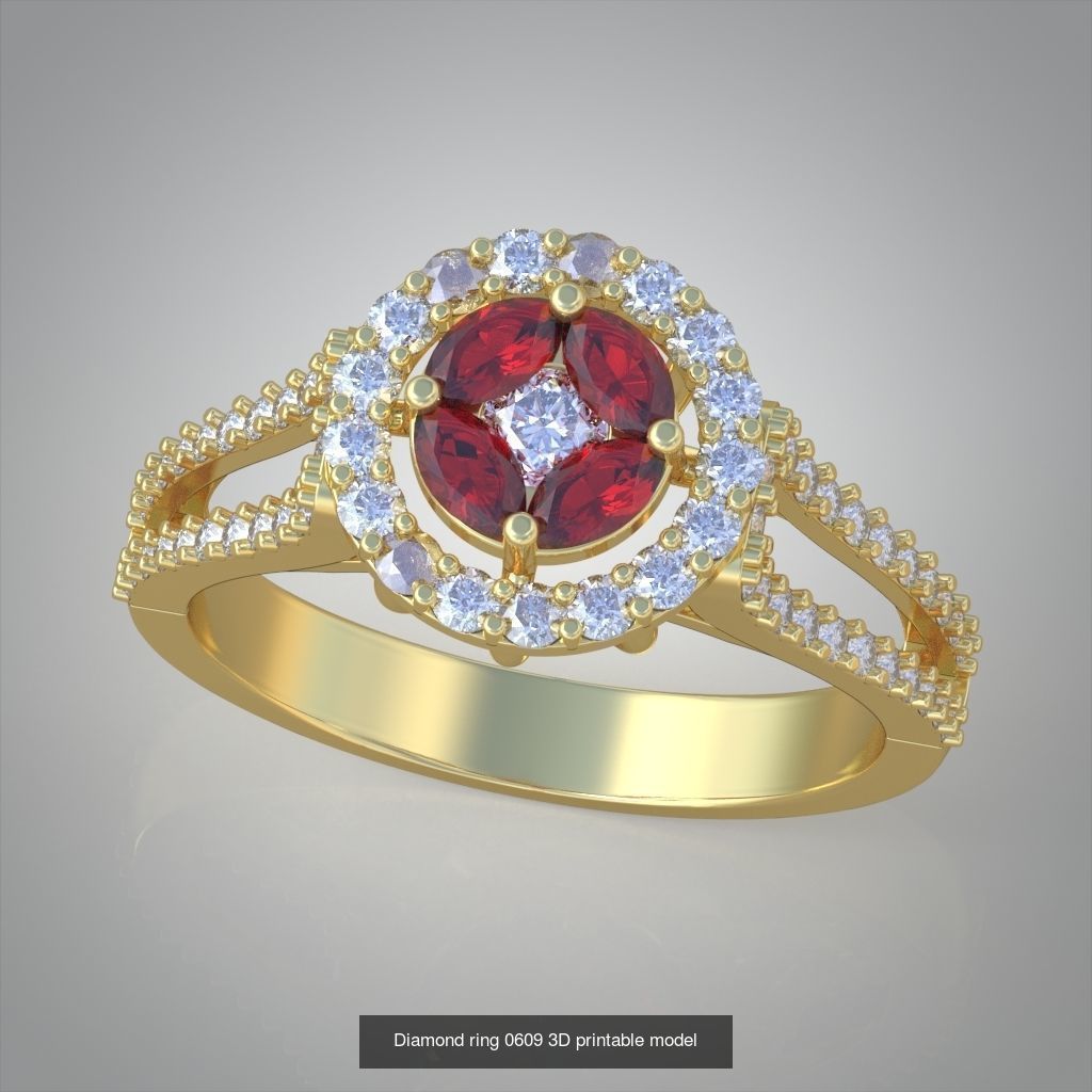 Ring and Earring Set 3D printable model 0122 3D Model Collection_4