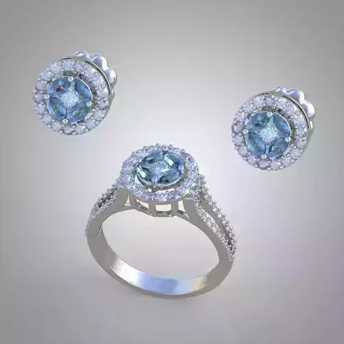 Ring and Earring Set 3D printable model 0122 3D Model Collection Ring and Earring Set 3D printable model 0122 3D Model Collection