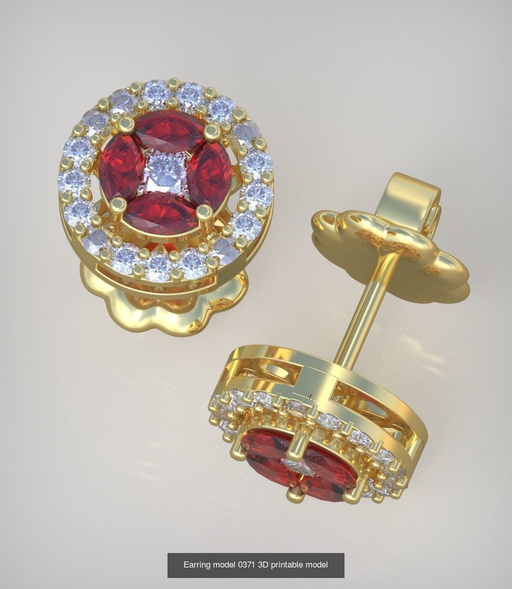 Ring and Earring Set 3D printable model 0122 3D Model Collection_3