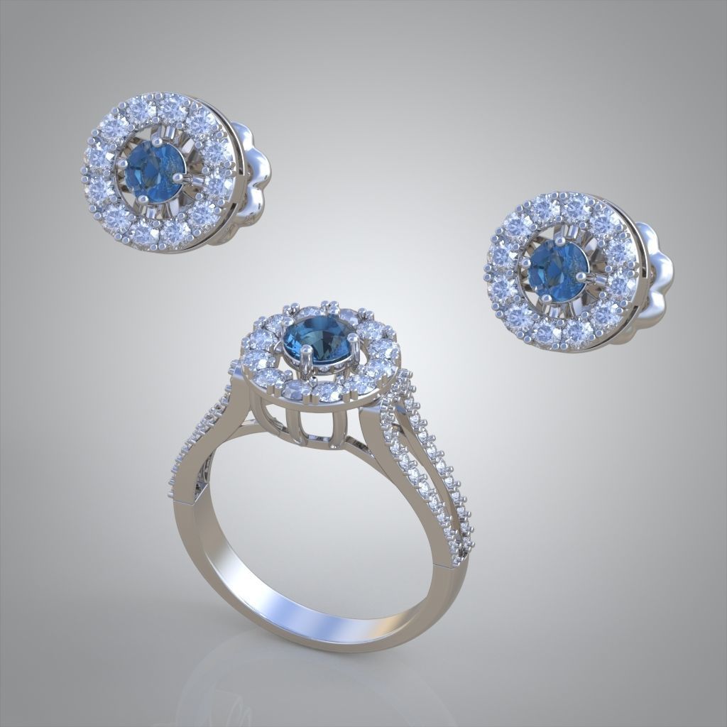 Ring and Earring Set 3D printable model 0123 3D Model Collection_7