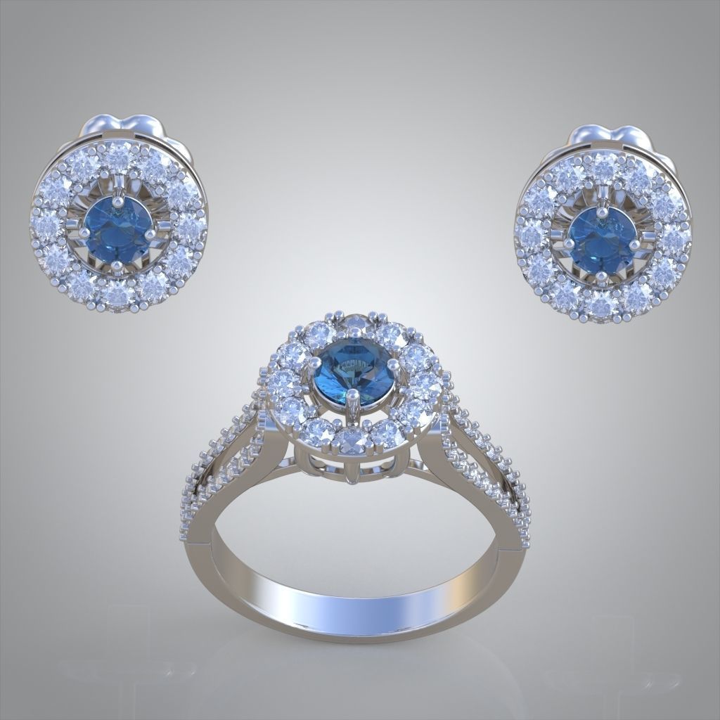 Ring and Earring Set 3D printable model 0123 3D Model Collection_12