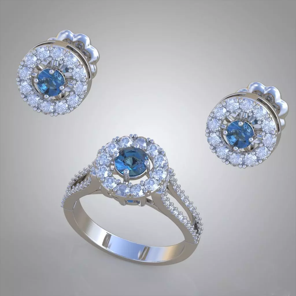 Ring and Earring Set 3D printable model 0123 3D Model Collection_0