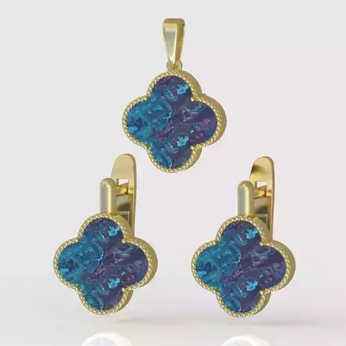 Earring and Pendant Set 3D printable model 0124 3D Model Collection