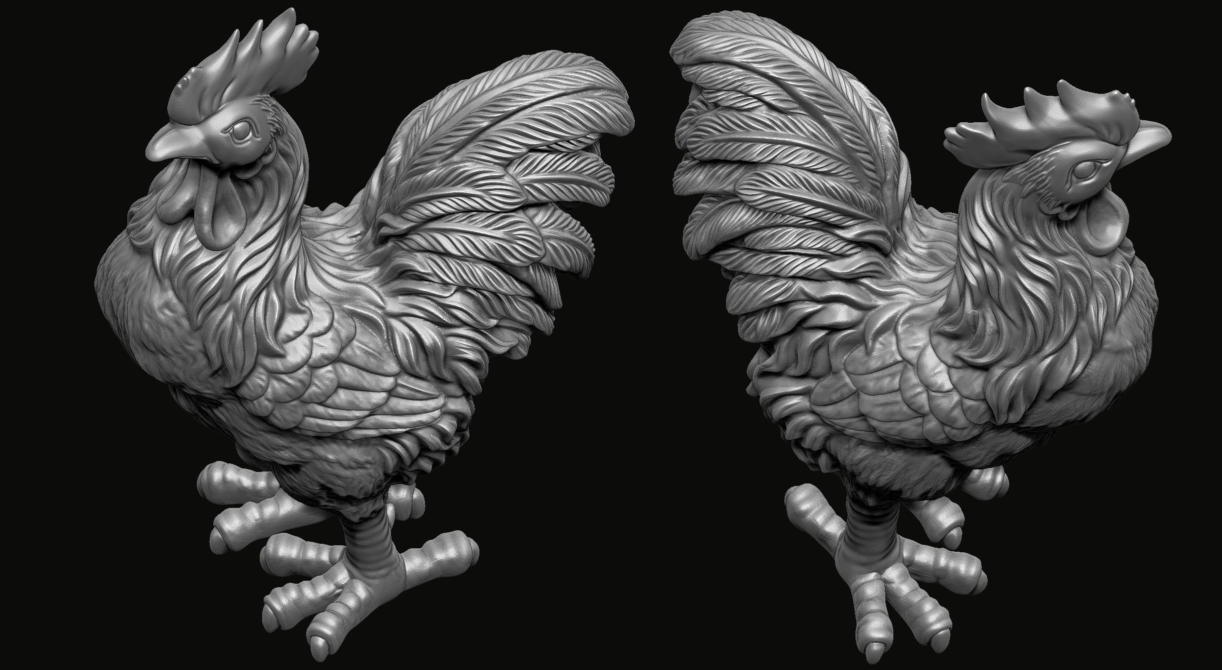 Rooster Statue 3D print model_4