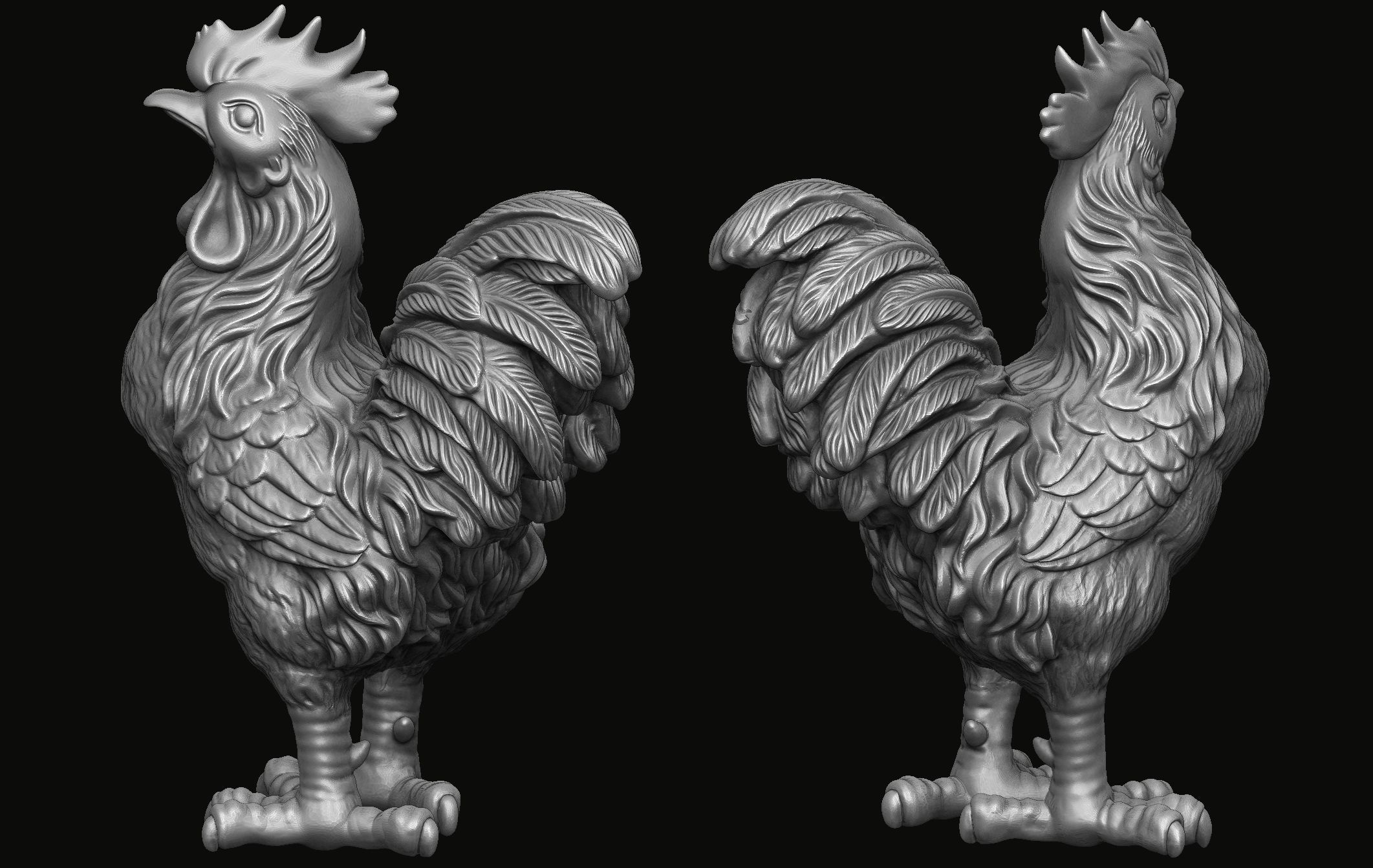 Rooster Statue 3D print model_2