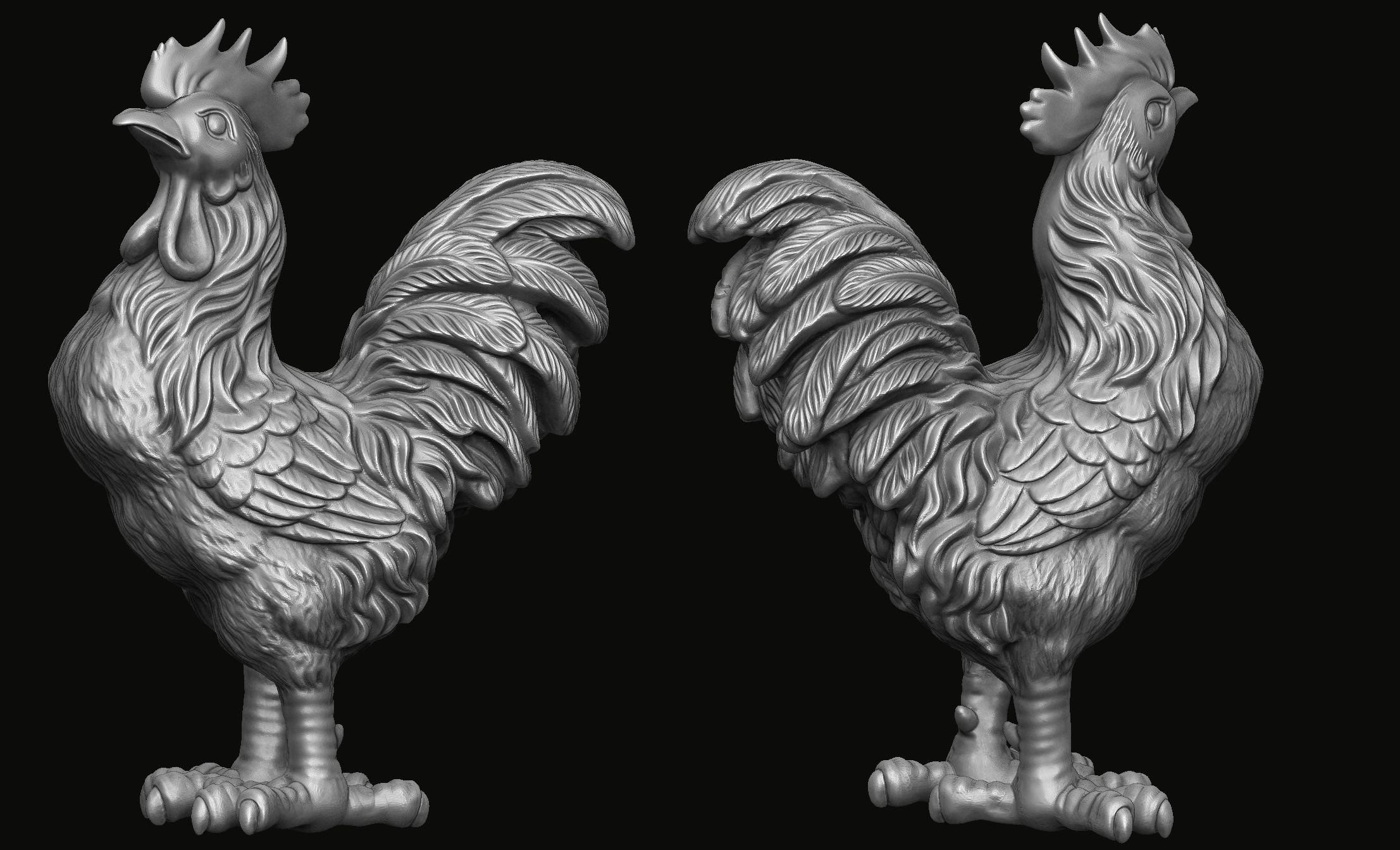 Rooster Statue 3D print model_3