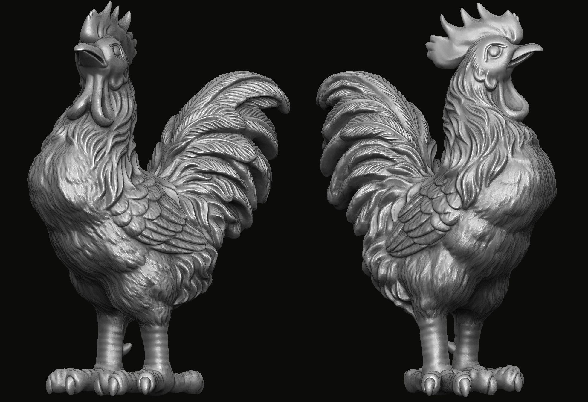 Rooster Statue 3D print model_1