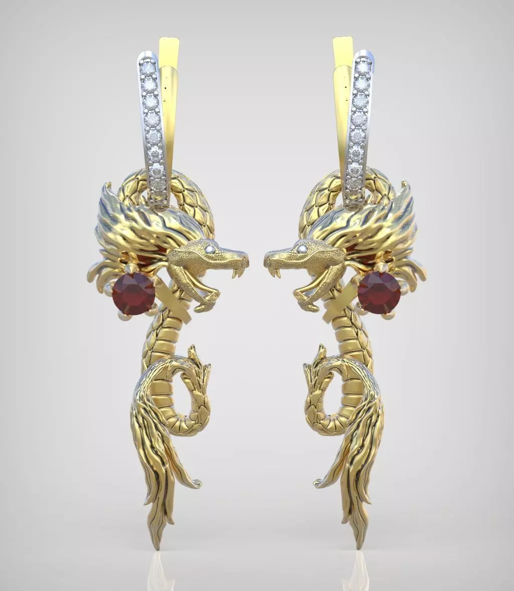 Dragon Earring model 3D 0274 printable mode14 3D print model