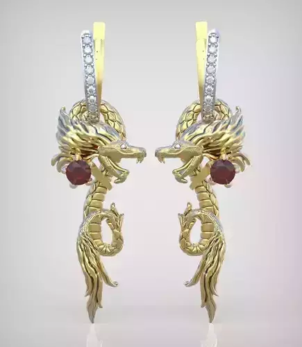 Dragon Earring model 3D 0274 printable mode14