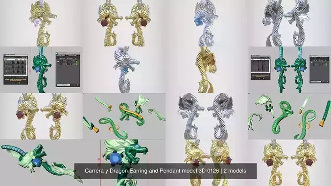 Dragon Earring and Pendant model 3D 0126