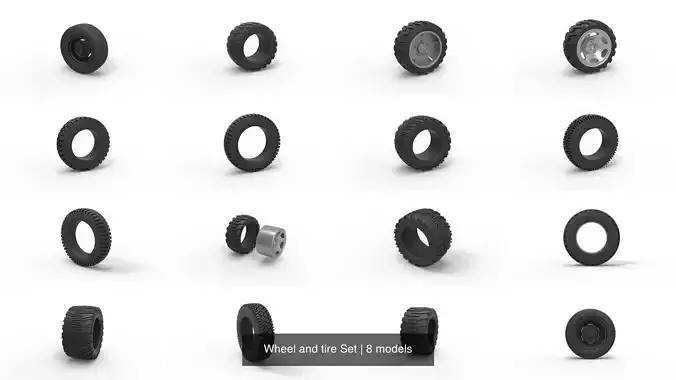 Wheel and tire Set 3D Model Collection