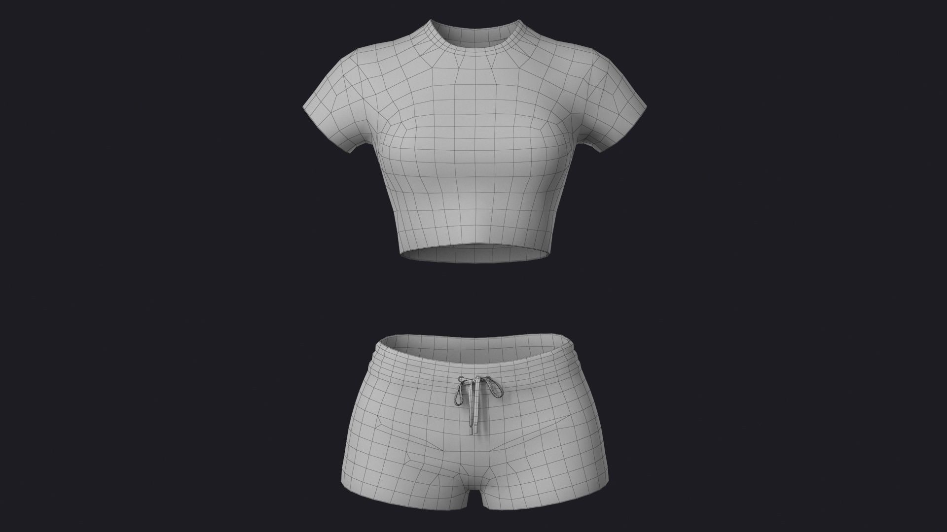 Shirt and Shorts Female Low-poly 3D model_8