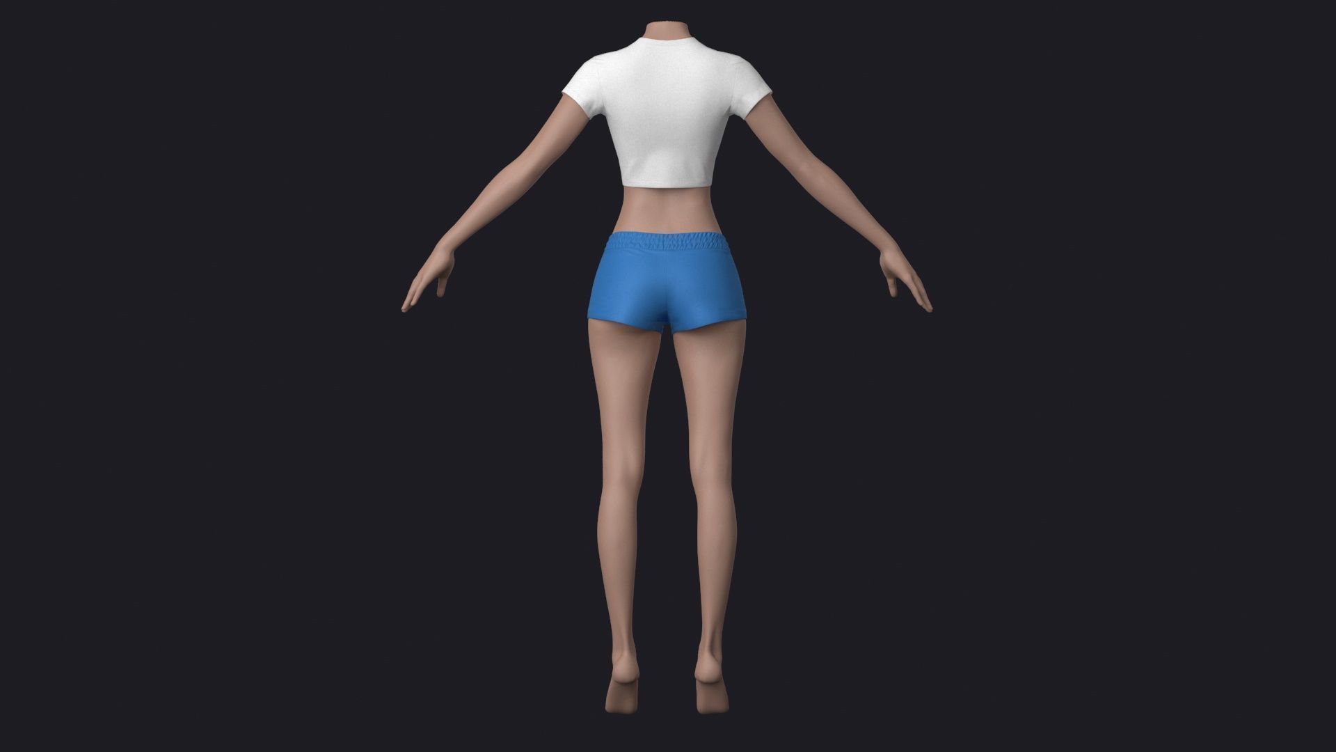 Shirt and Shorts Female Low-poly 3D model_7