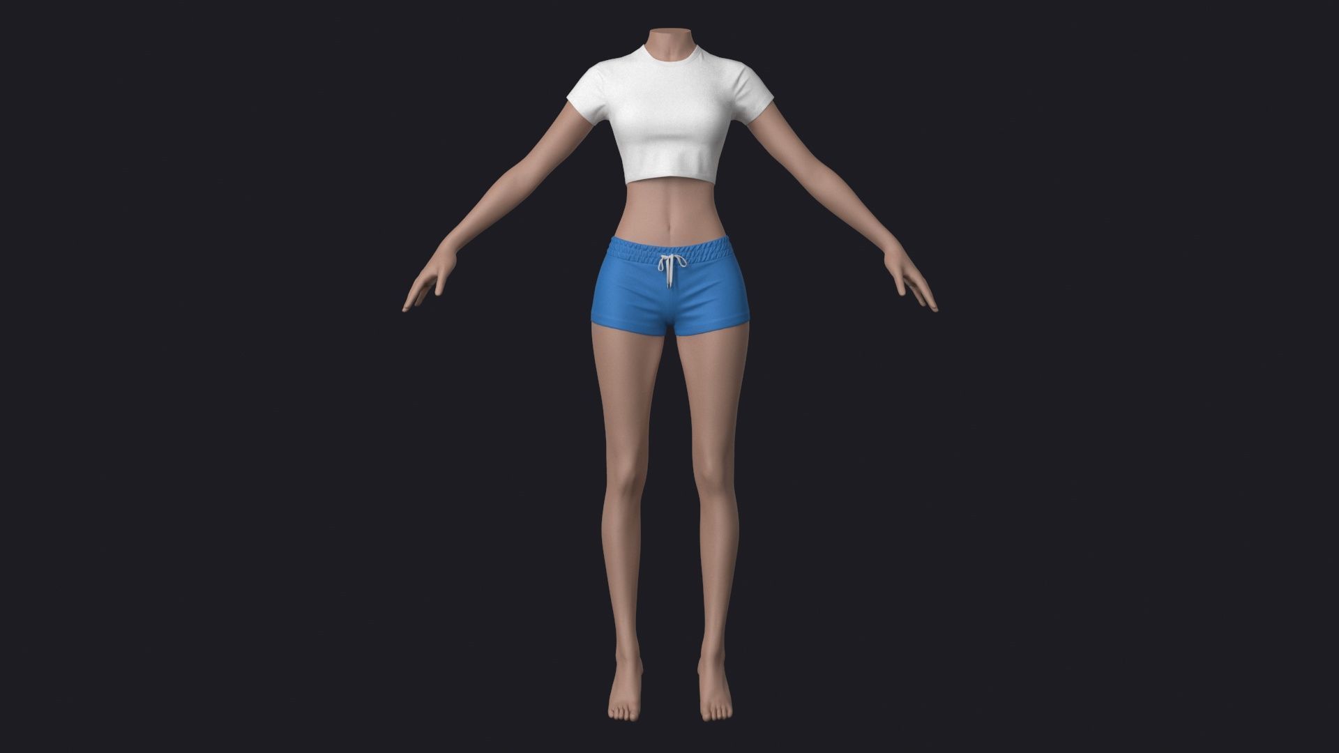 Shirt and Shorts Female Low-poly 3D model_6