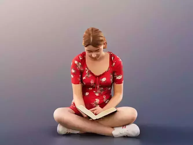 Lea 12117 - Sitting Young Woman Reading Low-poly 3D model