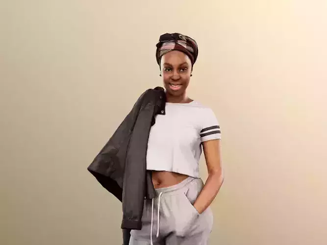 Rae 12048 - Standing Black Woman With Jacket