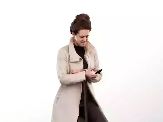 Lizzy 11971 - Standing Woman With Phone And Suitcase Low-poly 3D model