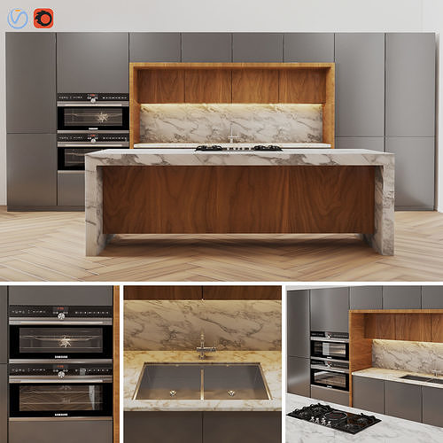 modern kitchen 01 3D model