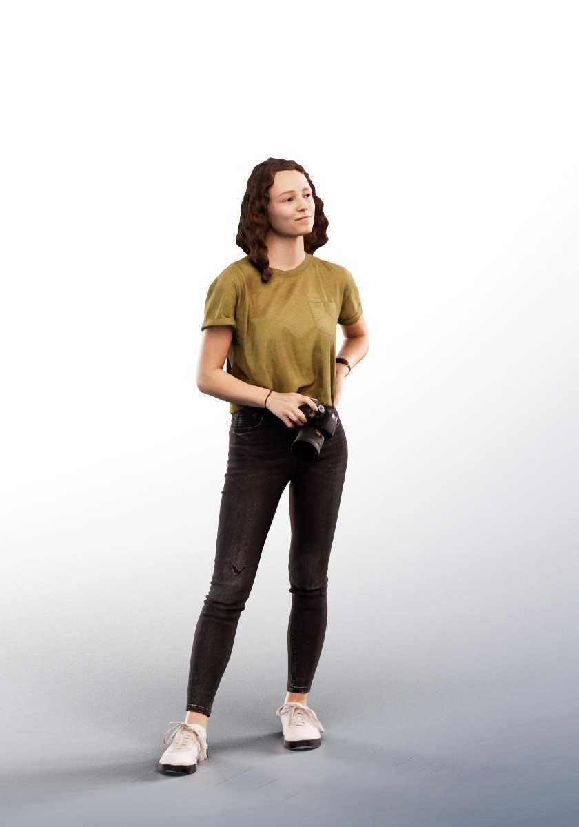 Nancy 12588 - Young Woman With Camera Low-poly 3D model_2