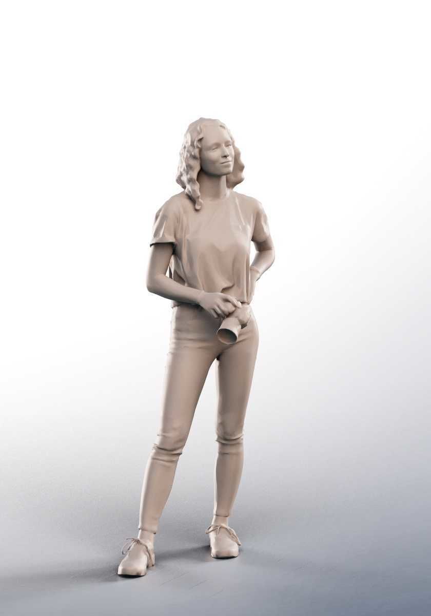 Nancy 12588 - Young Woman With Camera Low-poly 3D model_4