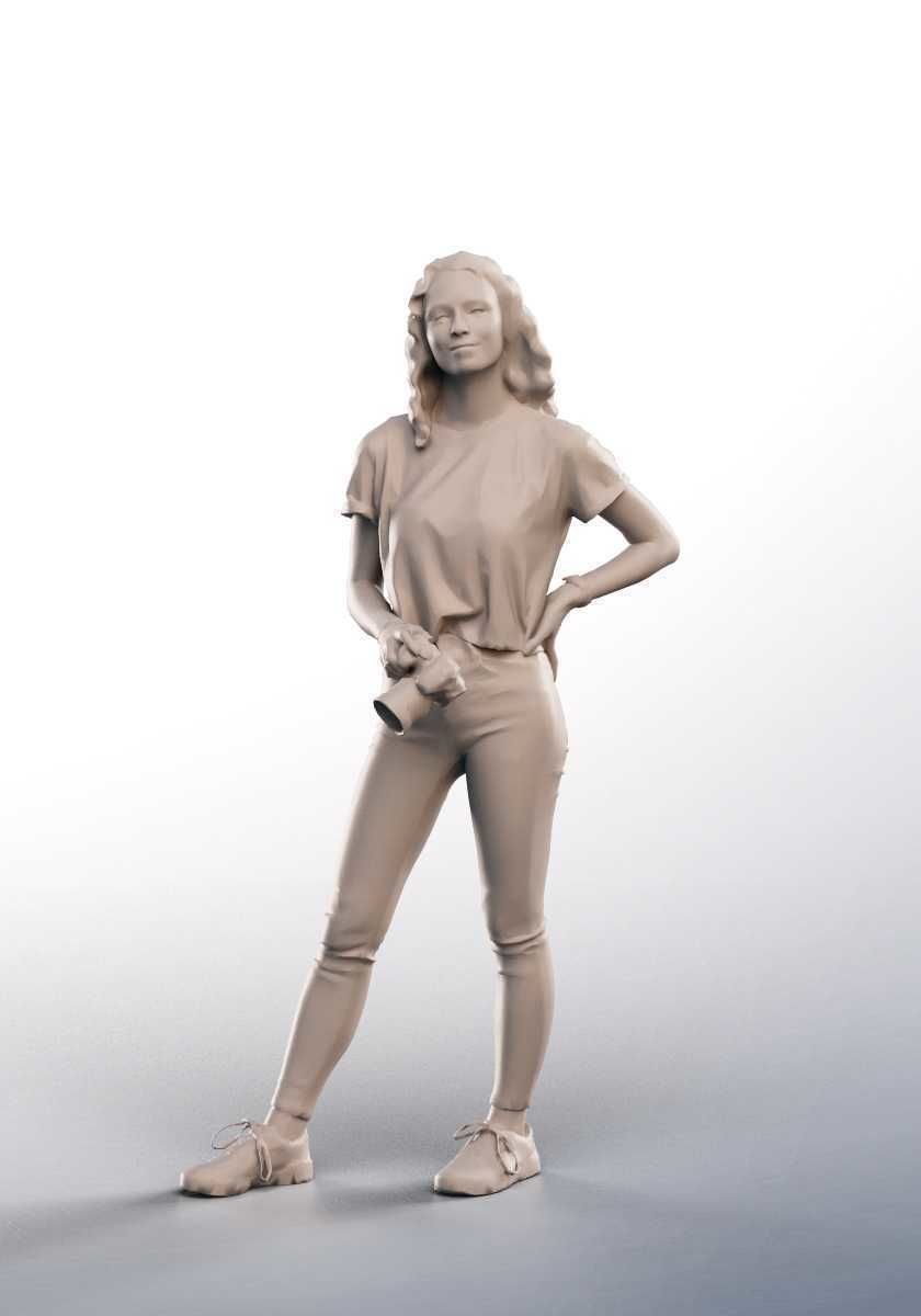 Nancy 12588 - Young Woman With Camera Low-poly 3D model_3