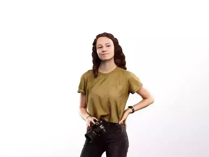 Nancy 12588 - Young Woman With Camera Low-poly 3D model