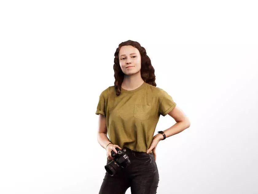 Nancy 12588 - Young Woman With Camera Low-poly 3D model_0