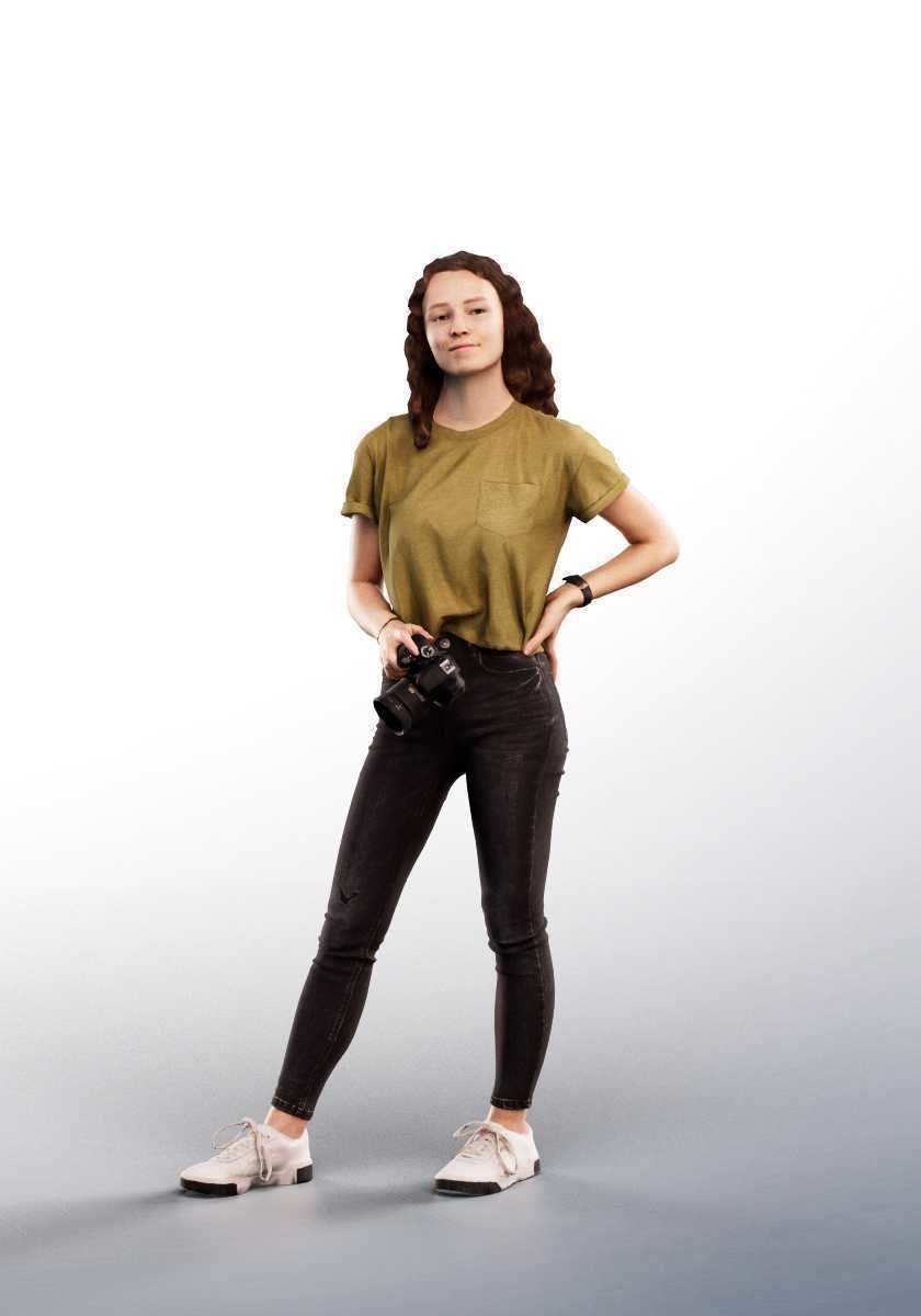 Nancy 12588 - Young Woman With Camera Low-poly 3D model_1