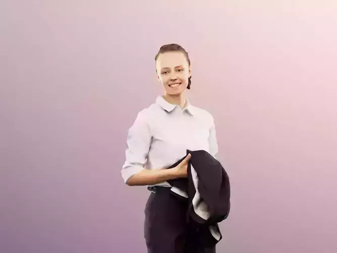 Nancy 12585 - Standing Young Business Woman Holding Jacket